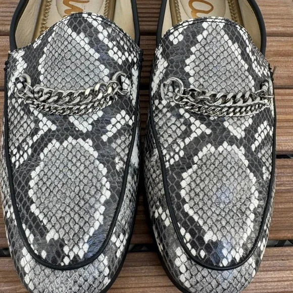Sam Edelman Womens 10M Loafers Snake Print Chain Detail Slip On Flats Shoes - Picture 8 of 10